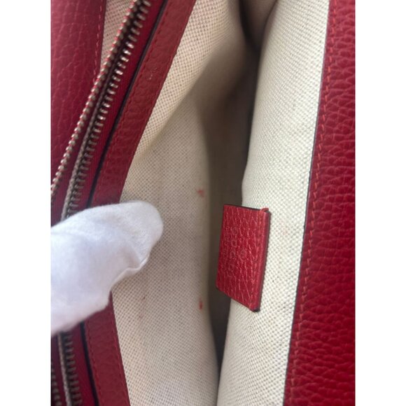 Gucci Red Leather Dionysus Shoulder Bag With Chain Strap & Embellished Tiger Hea - Picture 12 of 16